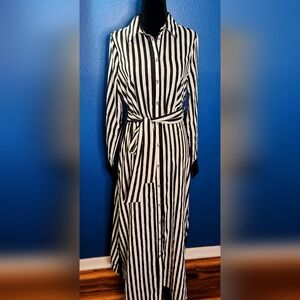 Truly 4 You Long Sleeve Striped Maxi Shirtdress - NWT